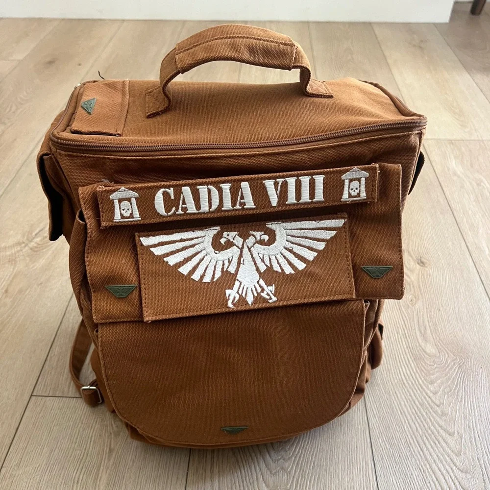 Warhammer 40k Cadia VIII Imperial Guard Canvas Backpack Brown Tactical Rucksack.